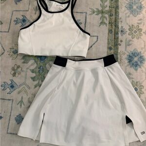 Splits59 White and Black Skirt Set
